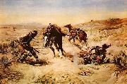 Charles M Russell When Horse Flesh Comes High oil painting reproduction